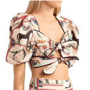 PatBo EUC Cordel Front Tie Cutout Crop Top